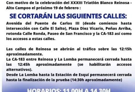 Triatlón blanco Reinosa Alto Campoo - Cortes de carretera.